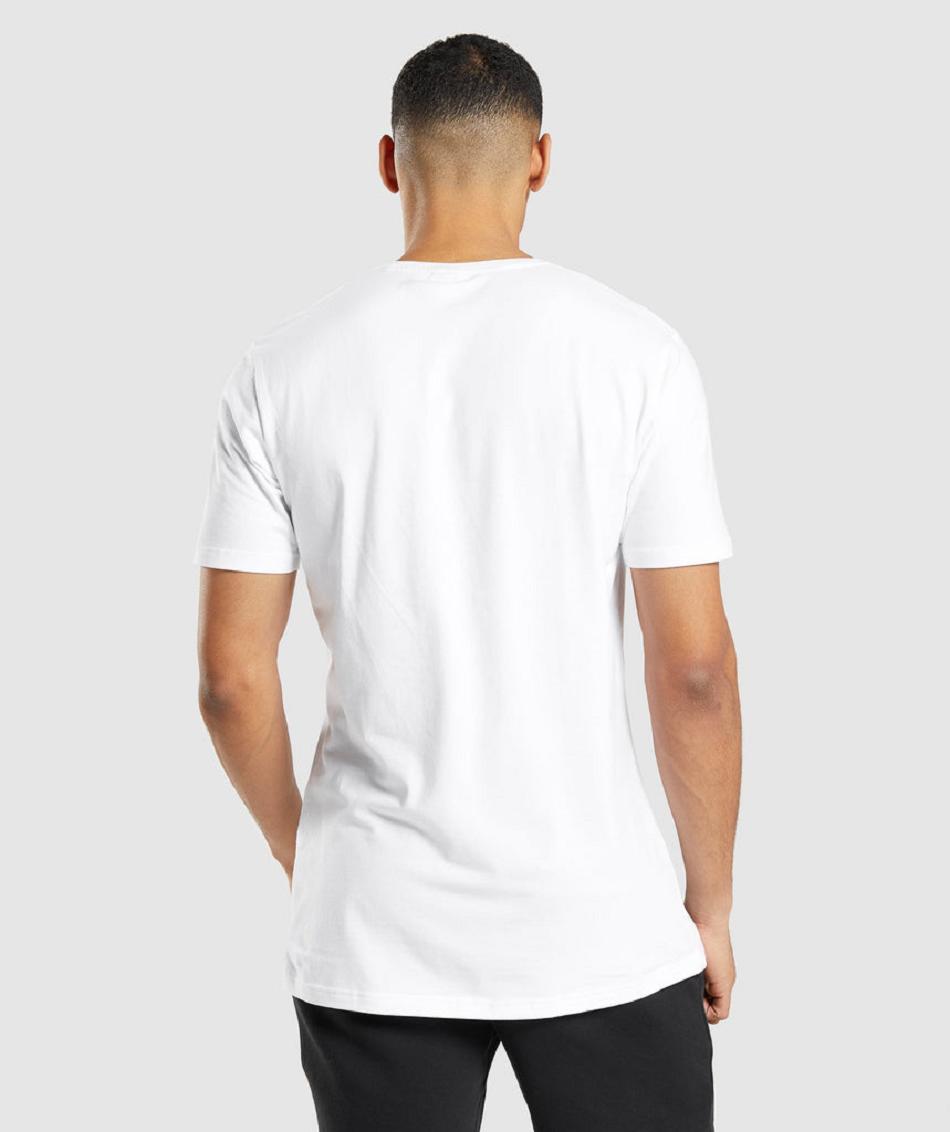 T Shirts Męskie Gymshark Essential Białe | PL 3783MQZ